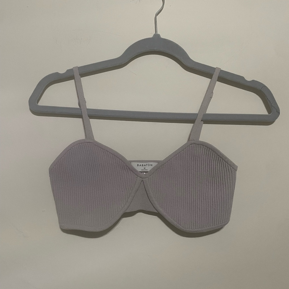 Babaton Ribbed Bralette - Light Gray - Picture 3 of 6
